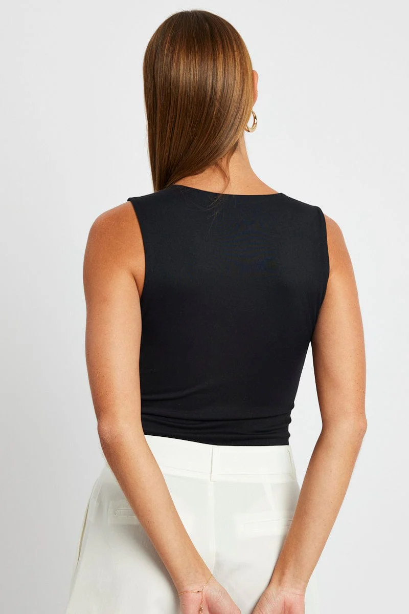 Black Cutout Bodysuit Sleeveless Supersoft