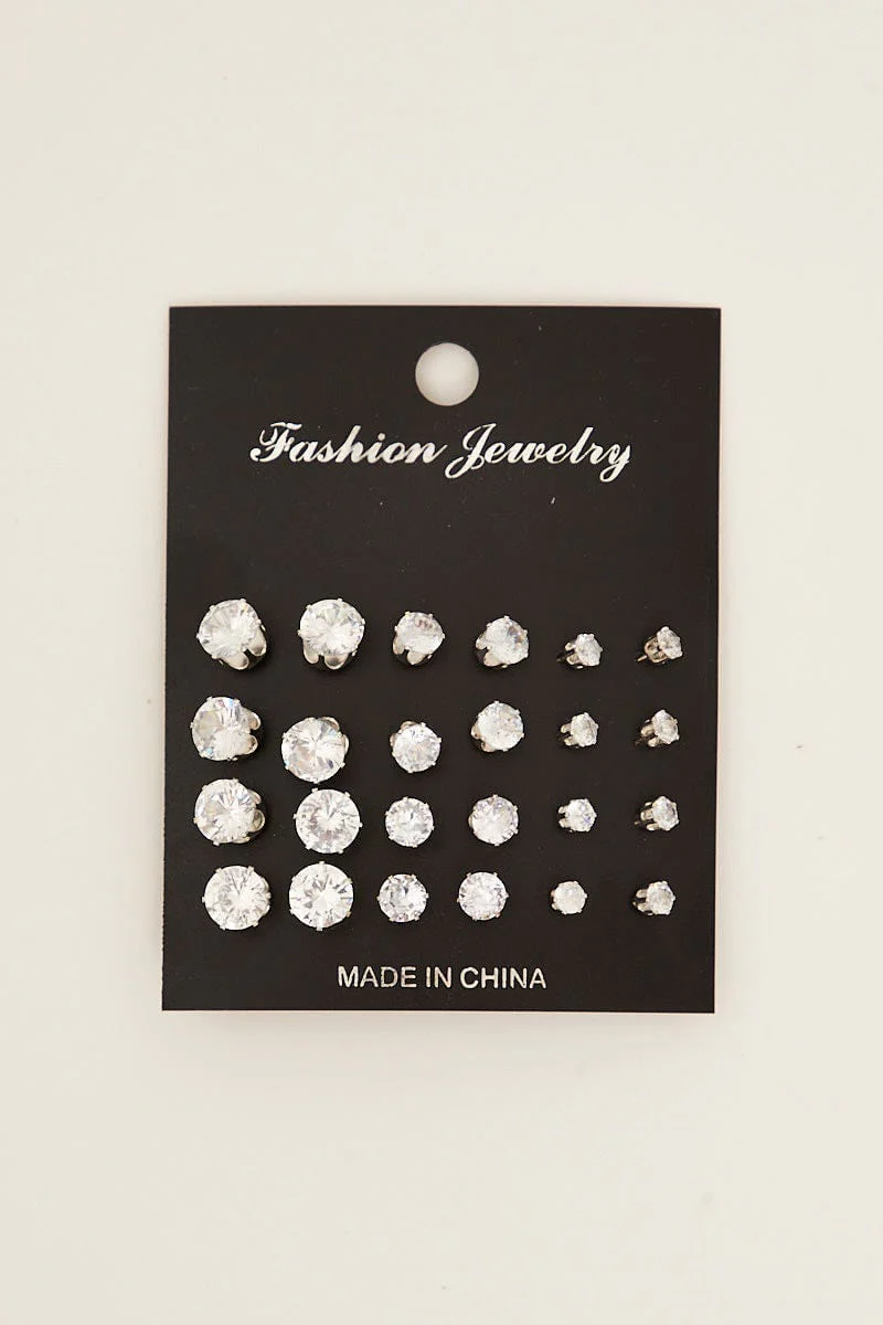 Metallic 12 Pairs Stud Earrings