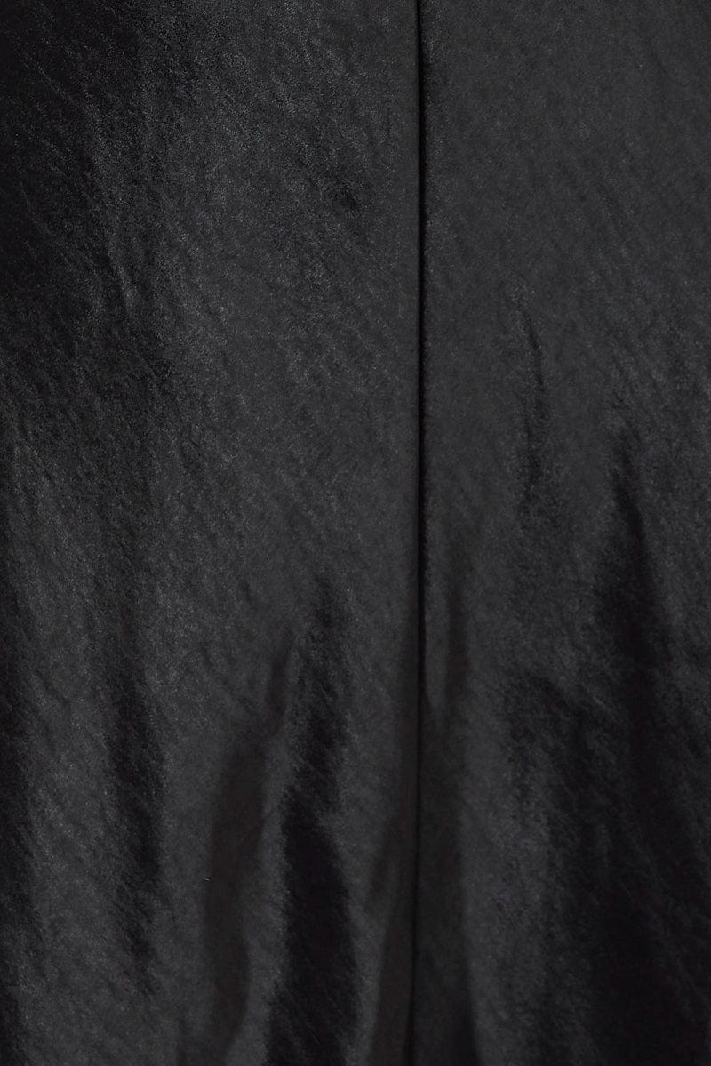 Black Midi Dress Sleeveless Cowl Neck Satin Slip Lace