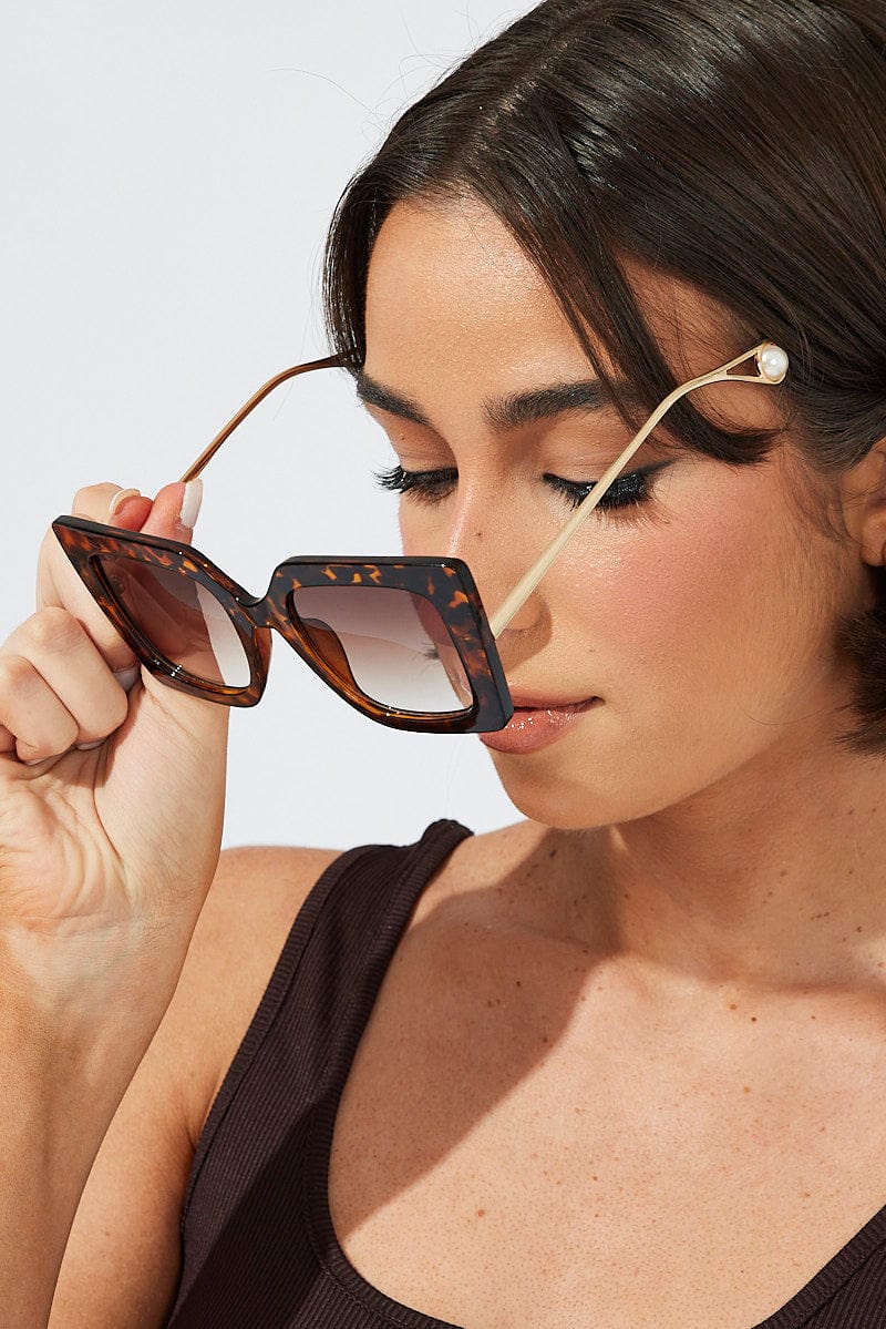 Brown Animal Print Oversized Square Sunglasses