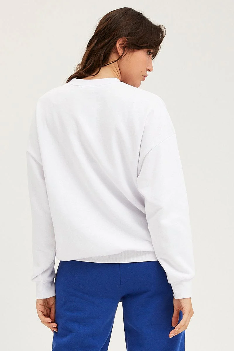 White Sweater Long Sleeve Embroided