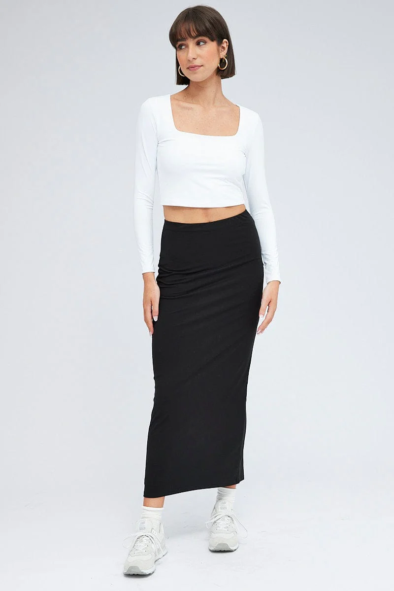 Black Supersoft Slim Fit Maxi Skirt