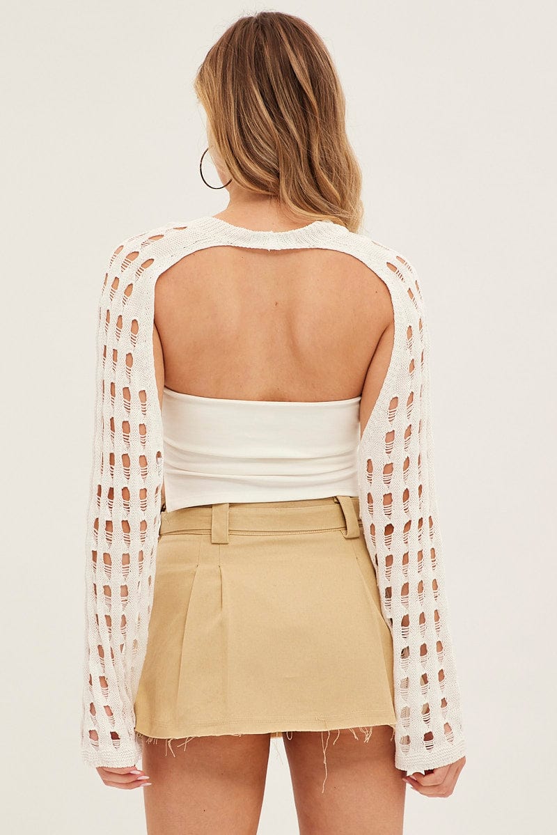 White Crochet Knit Top