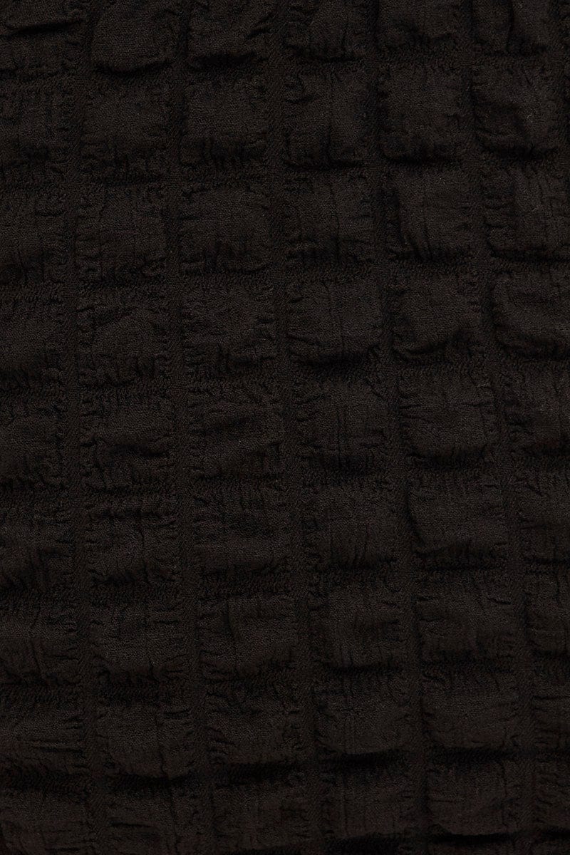 Black Textured Mini Skirt