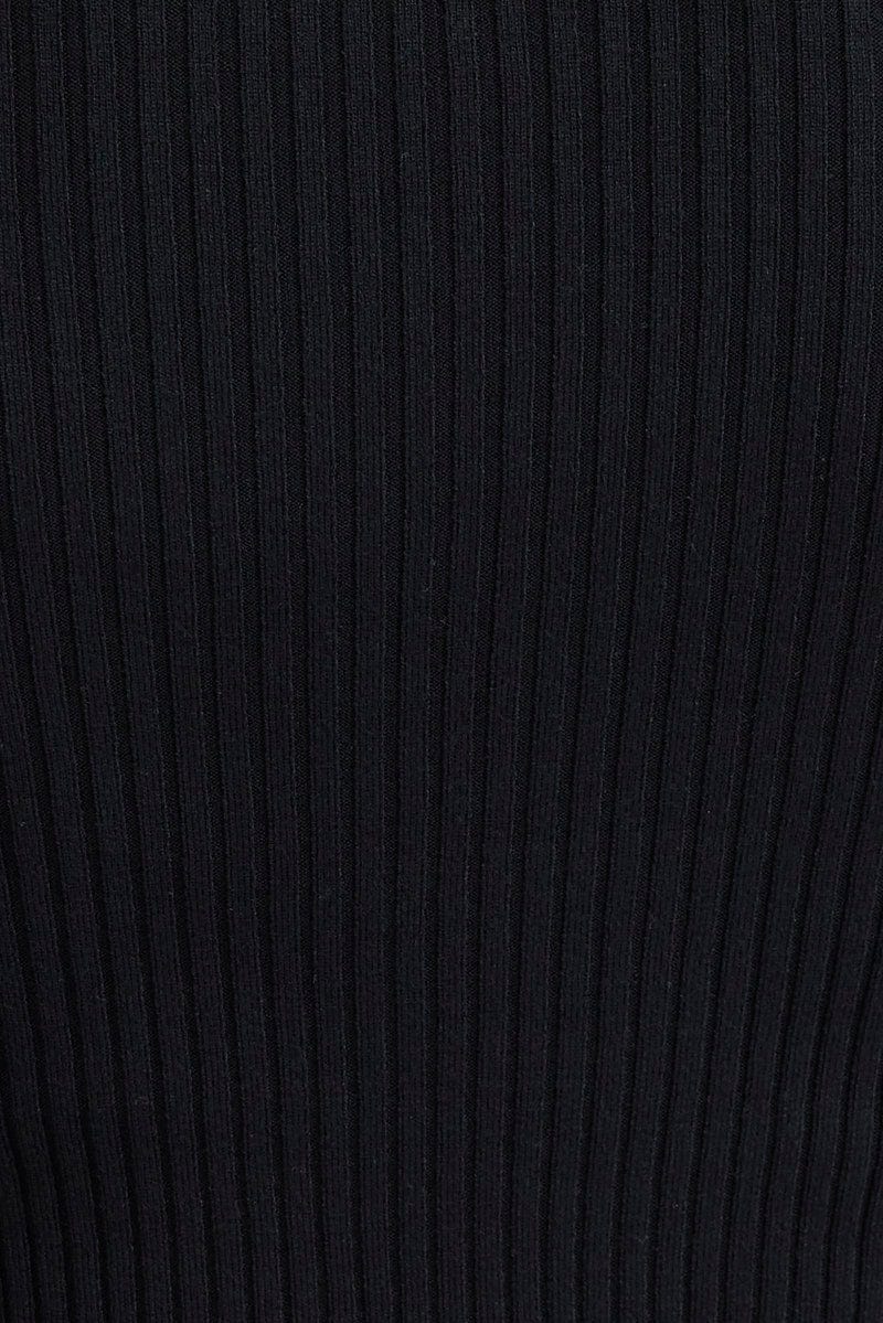 Black Cut Out Knit Top Long Sleeve