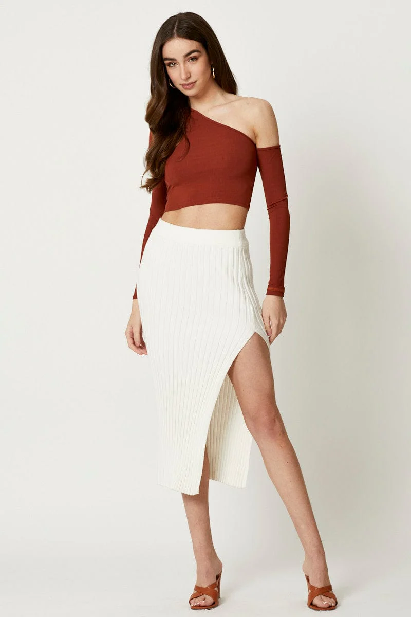 Brown Cold Shoulder Top