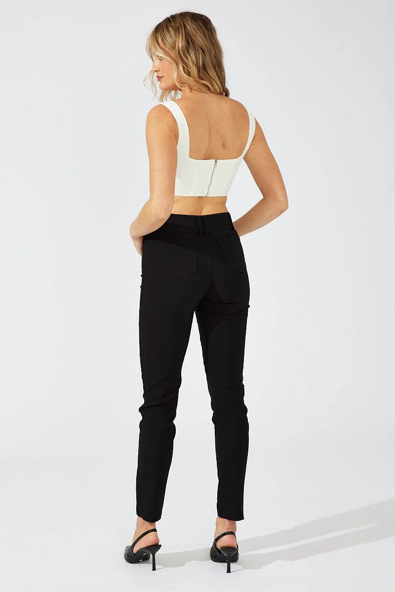 Black Straight Fit Pants Workwear