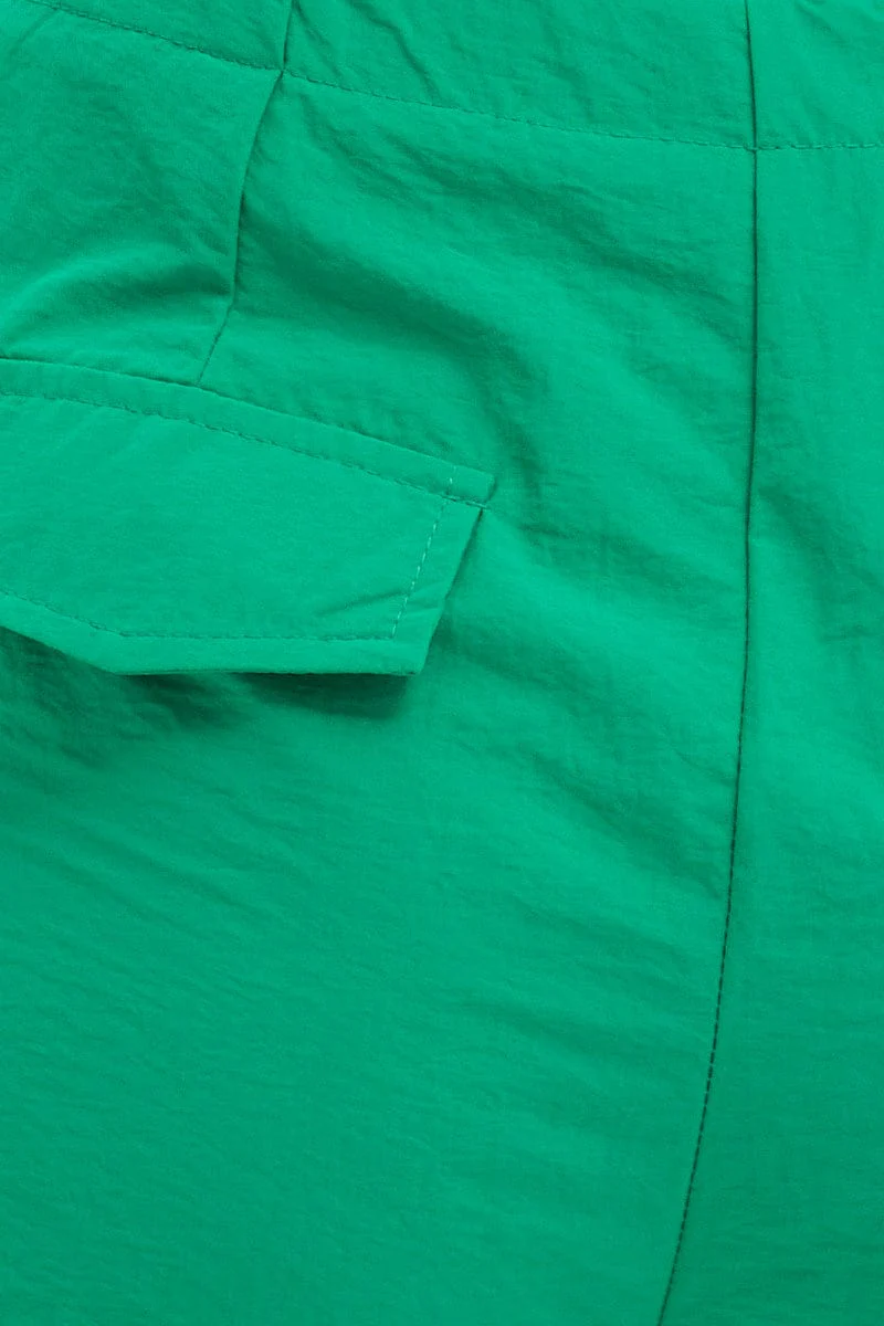 Green Cargo Parachute Pants