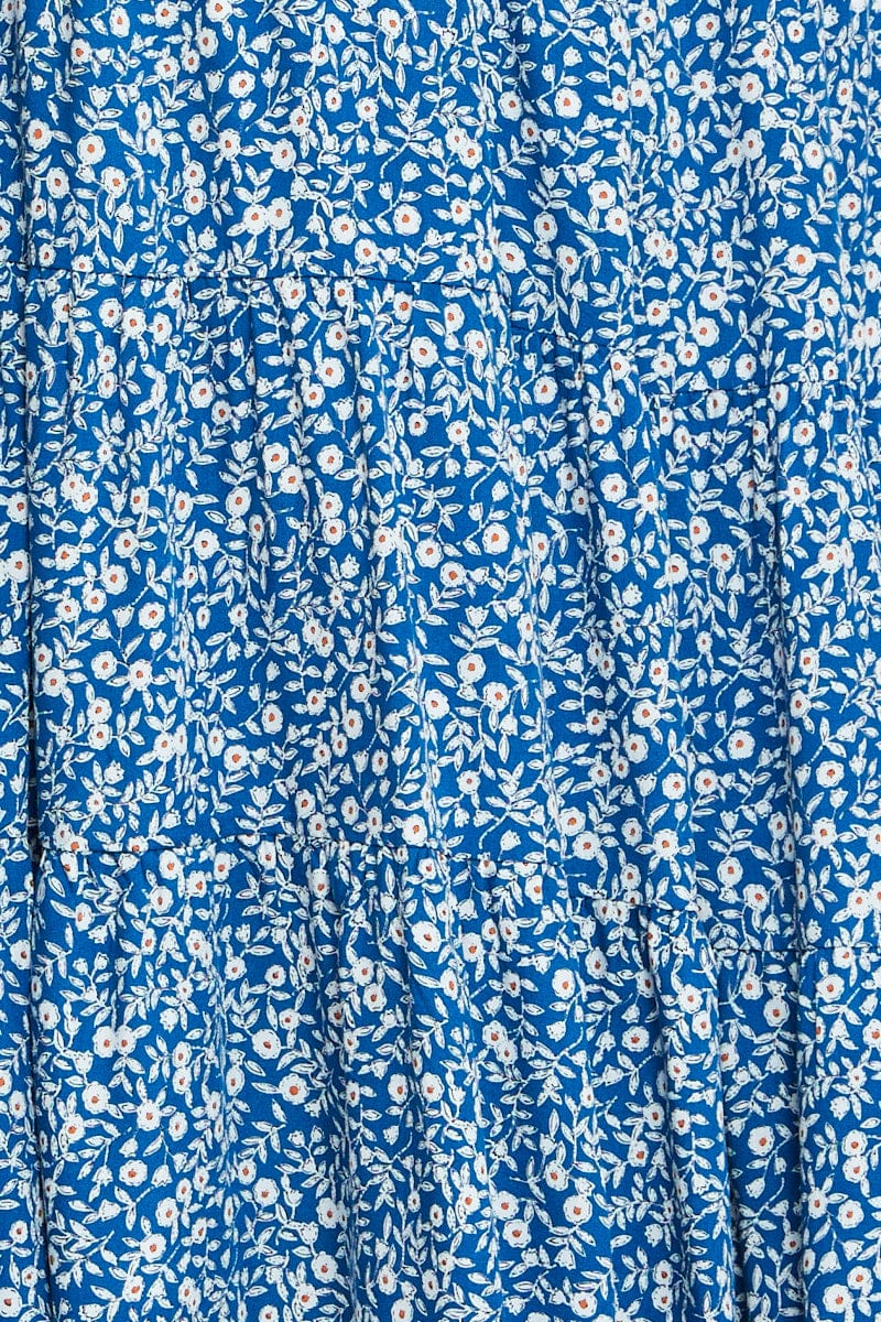 Daisy Print Midi Dress Sleeveless V Neck