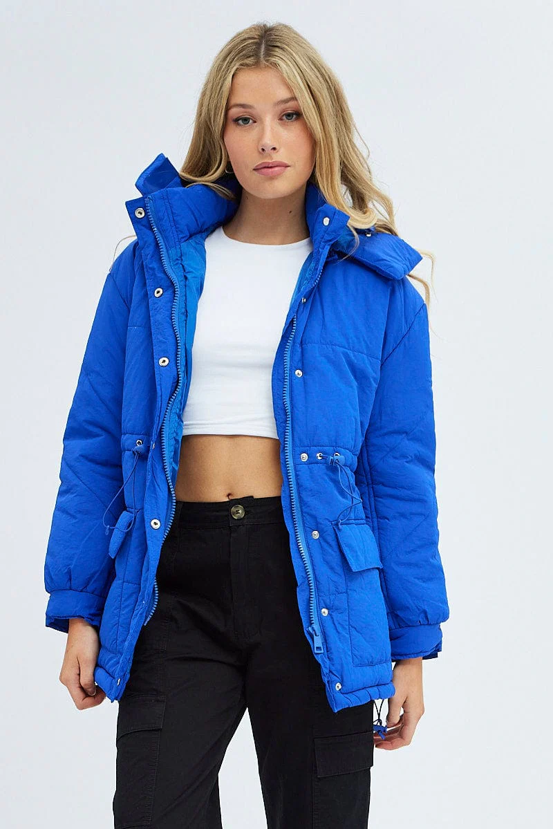 Blue Puffer Jacket Long Sleeve