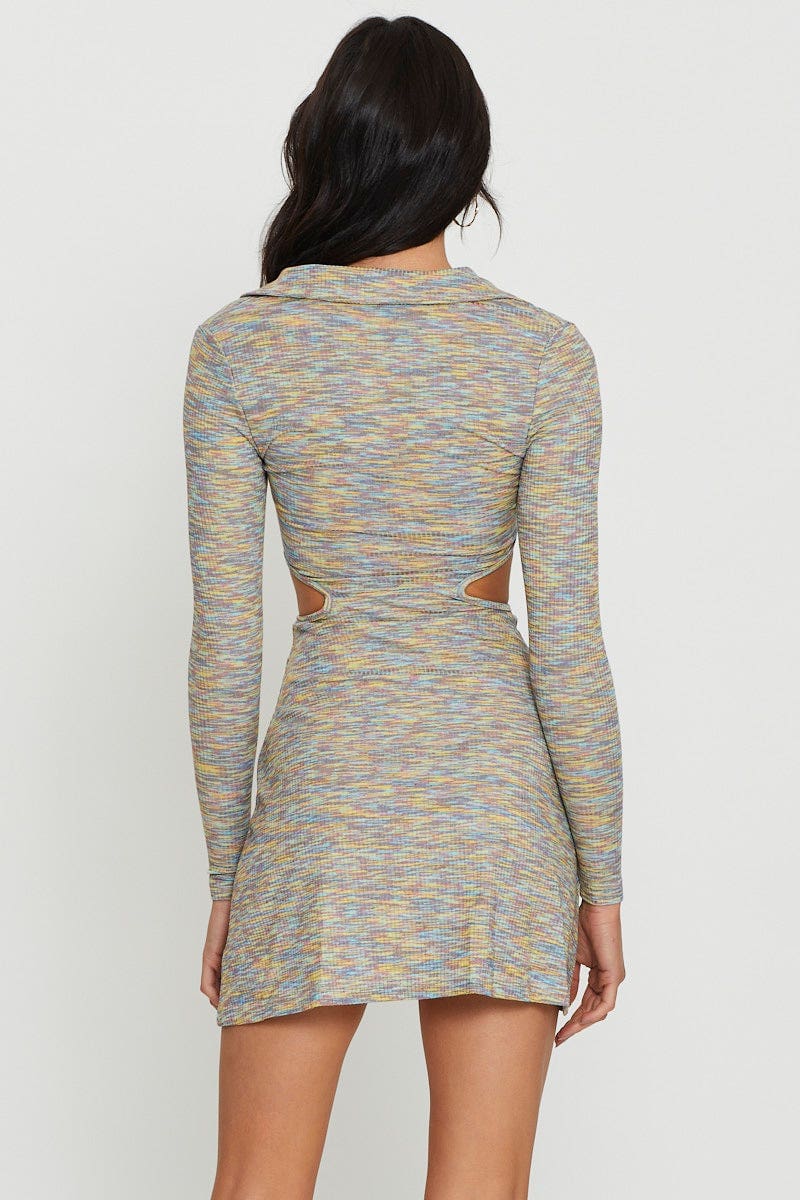 Multi Mini Dress Long Sleeve