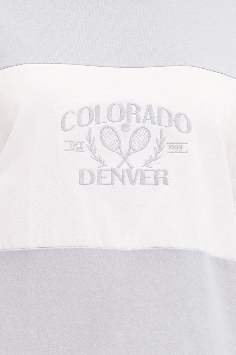 Stripe Short Sleeve Embroidered Tee