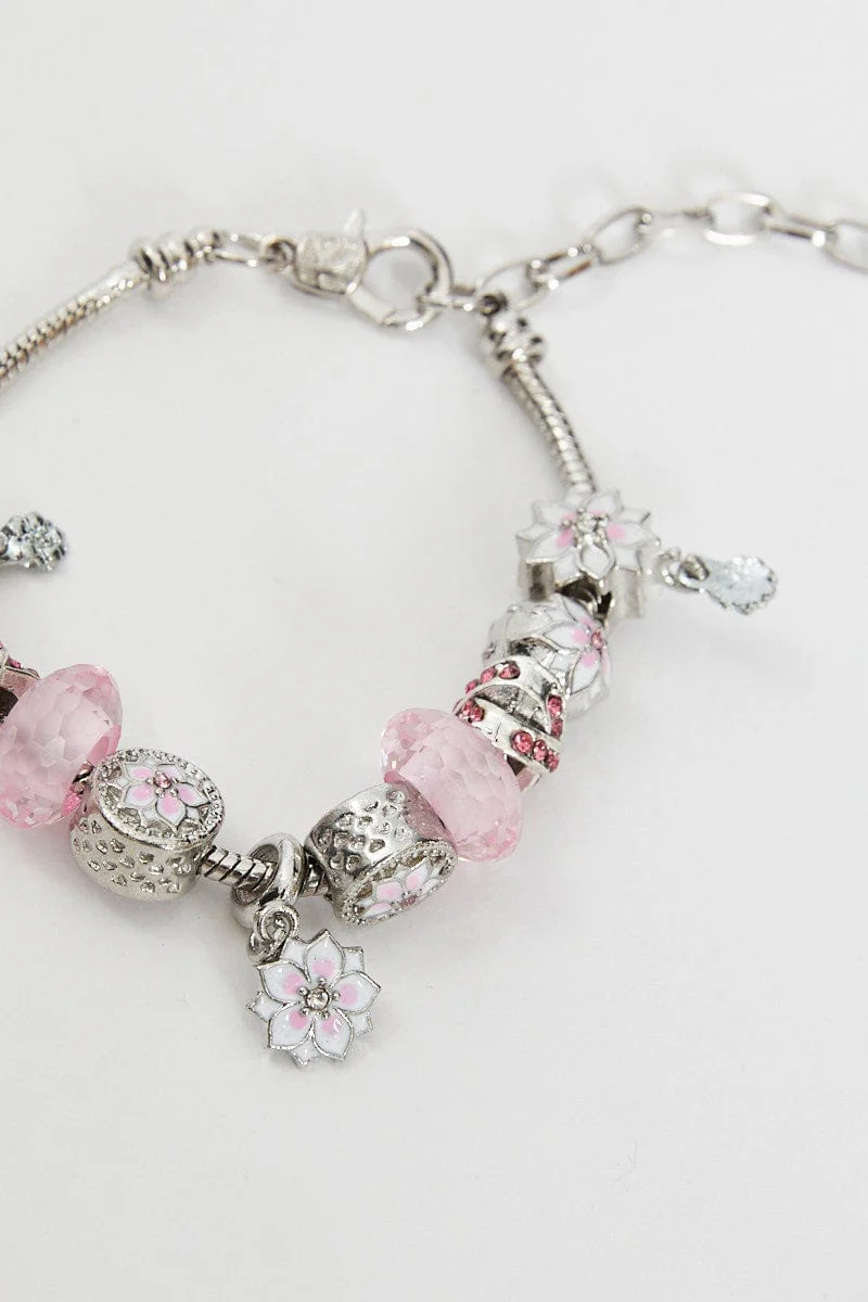 Silver Christmas Flower Charm Silver Plating Bracelet