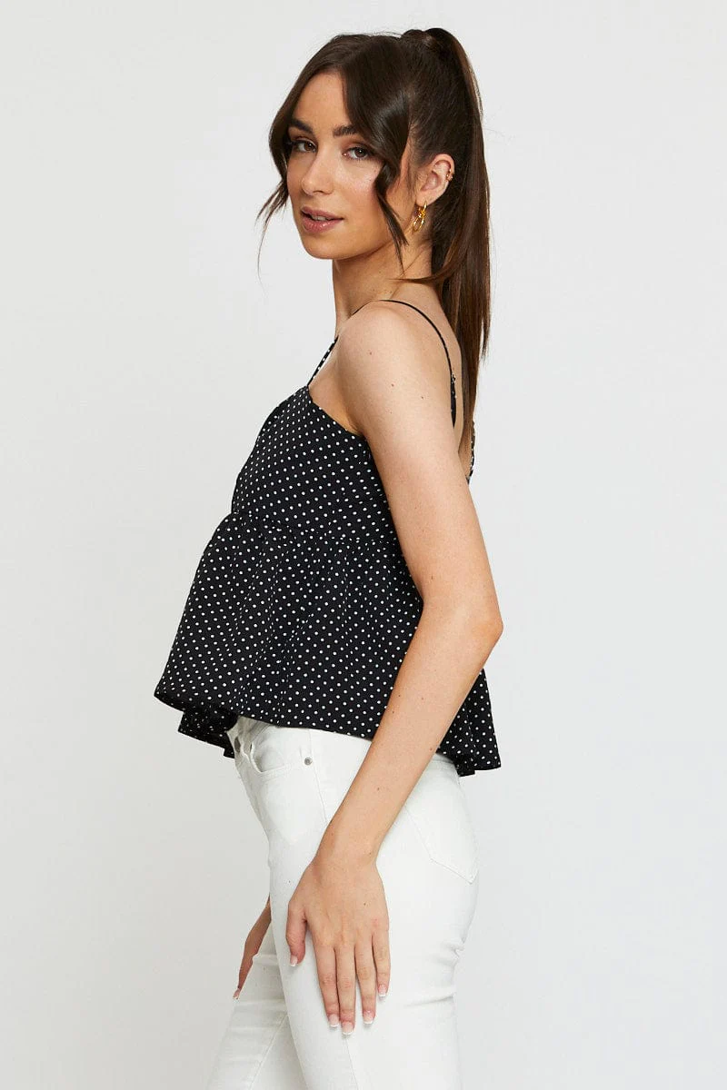 Polka Dot Cami Top Peplum