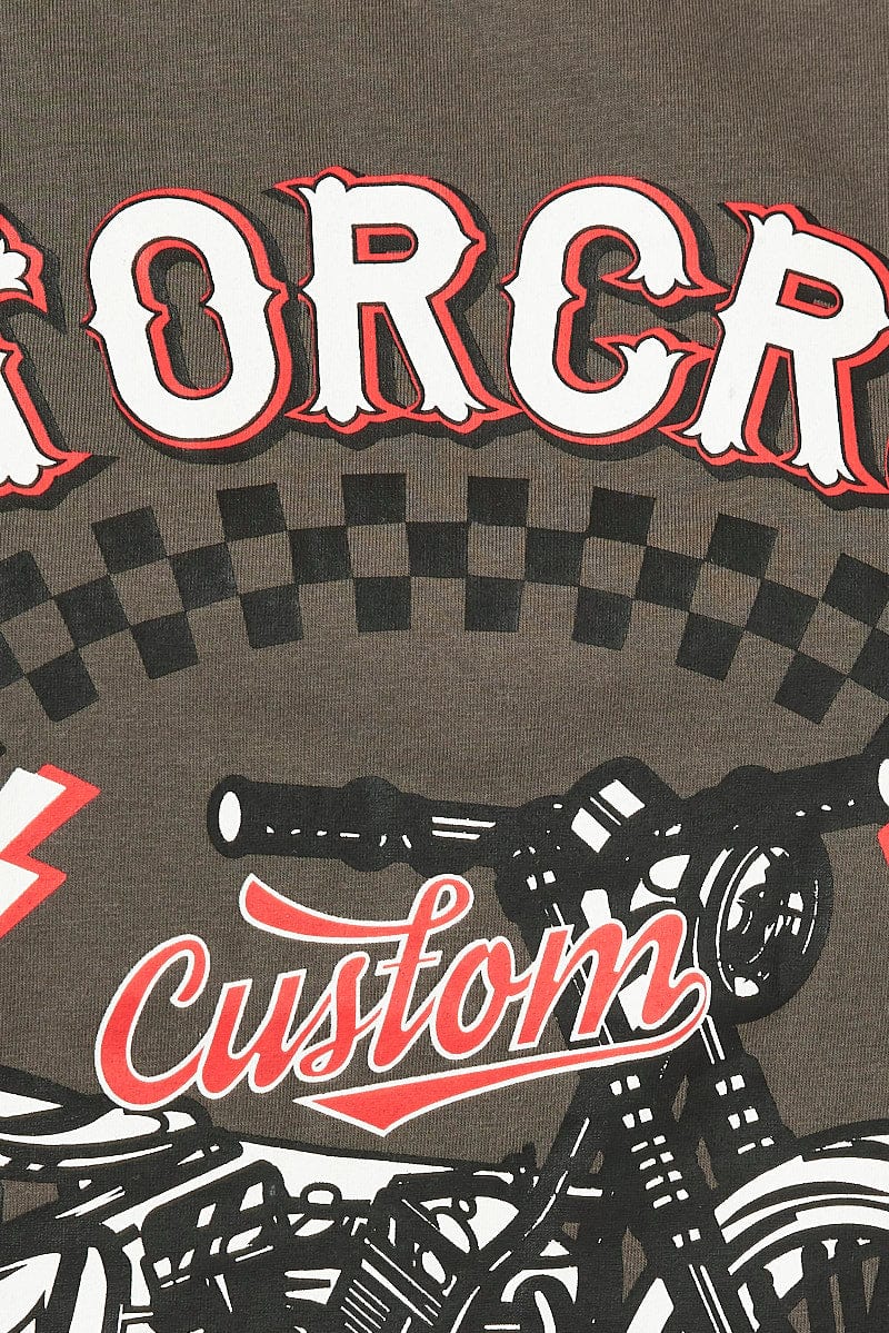 Grey Motocross Graphic Tee Cropped T-shirt