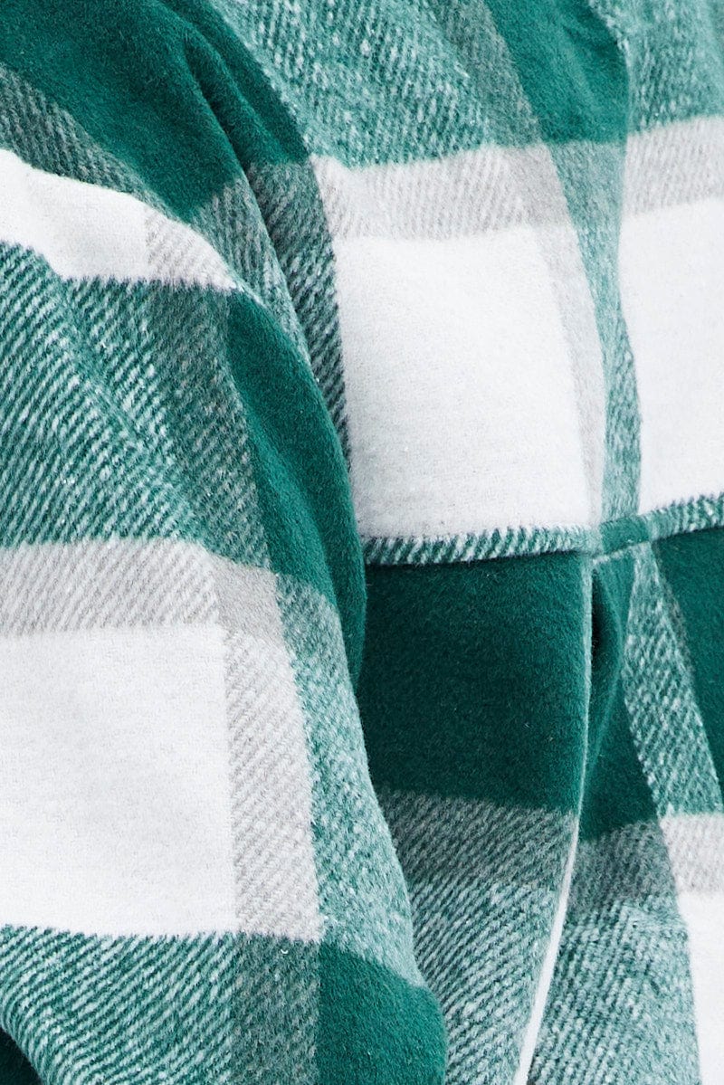 Green Check Print Shirt Long Sleeve