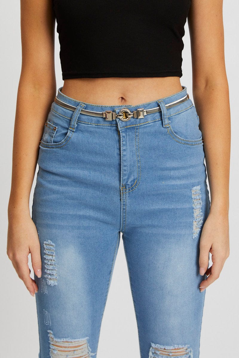 Metallic Metal Stretched Belt