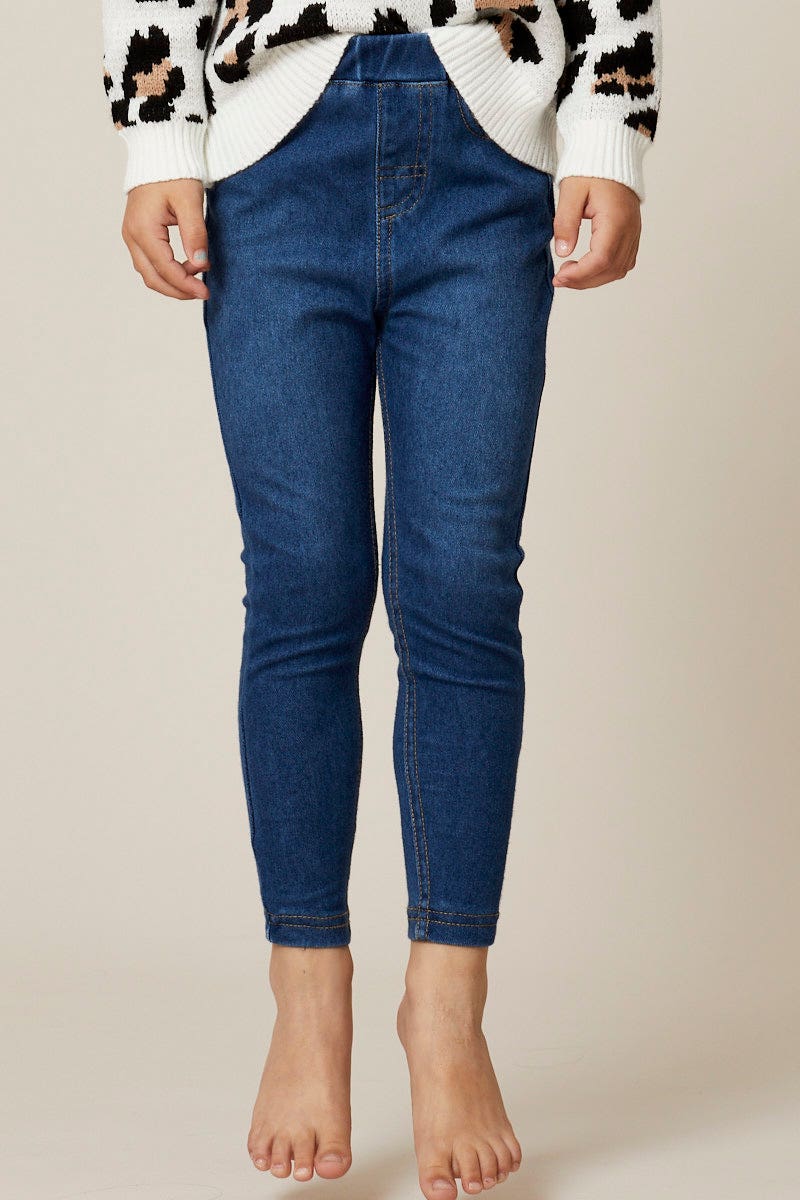 Blue Kids High Rise Denim Jeggings