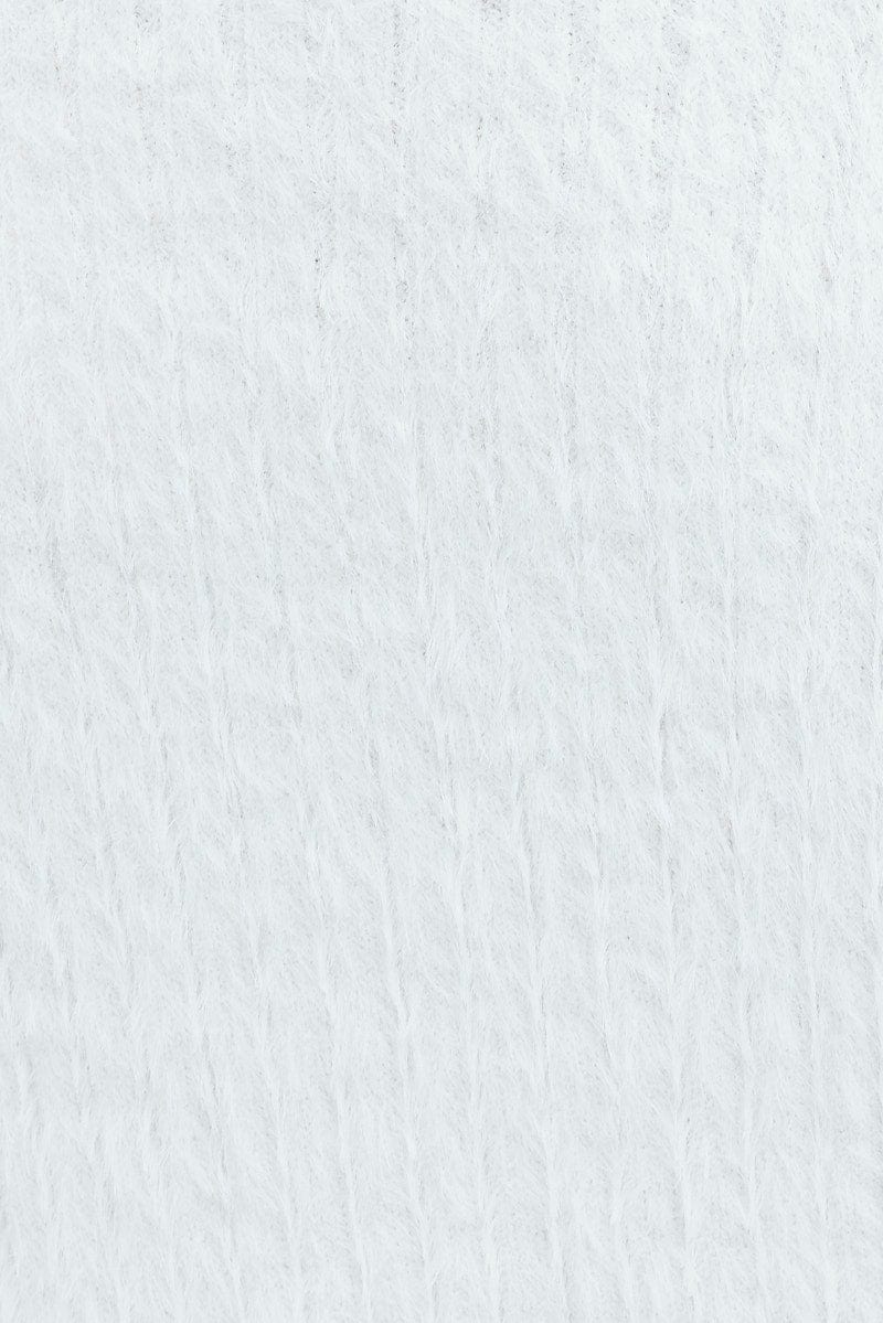 White Fluffy Knit Long Sleeve Crop