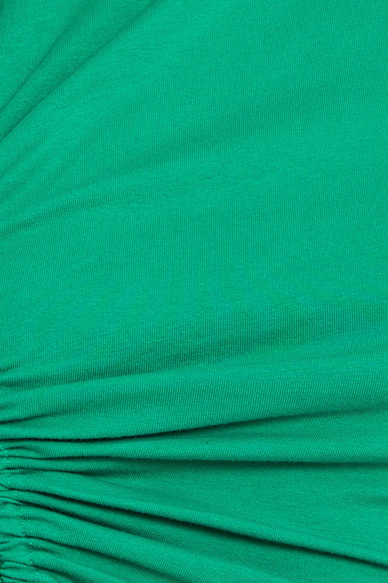 Green Crop Top Side Drawstring