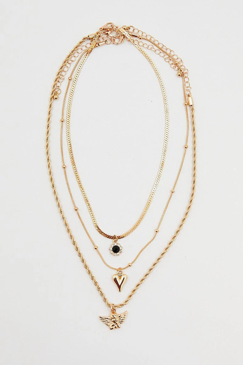 Gold Angel Decor Necklace Set