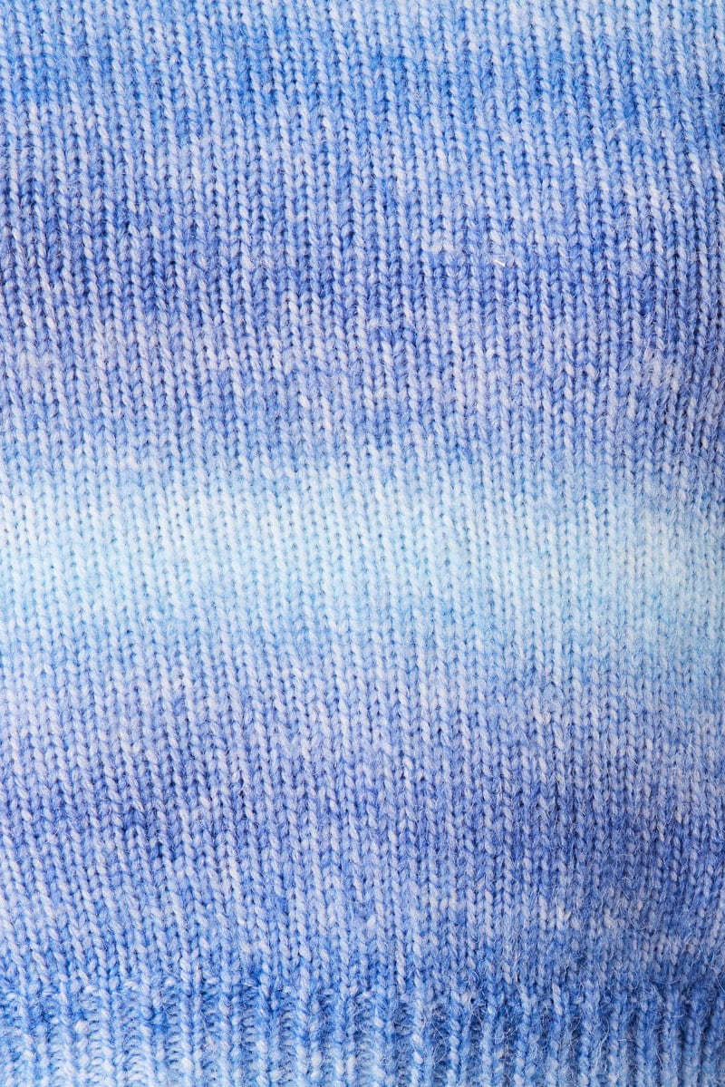 Blue Knit Top Long Sleeve Ombre