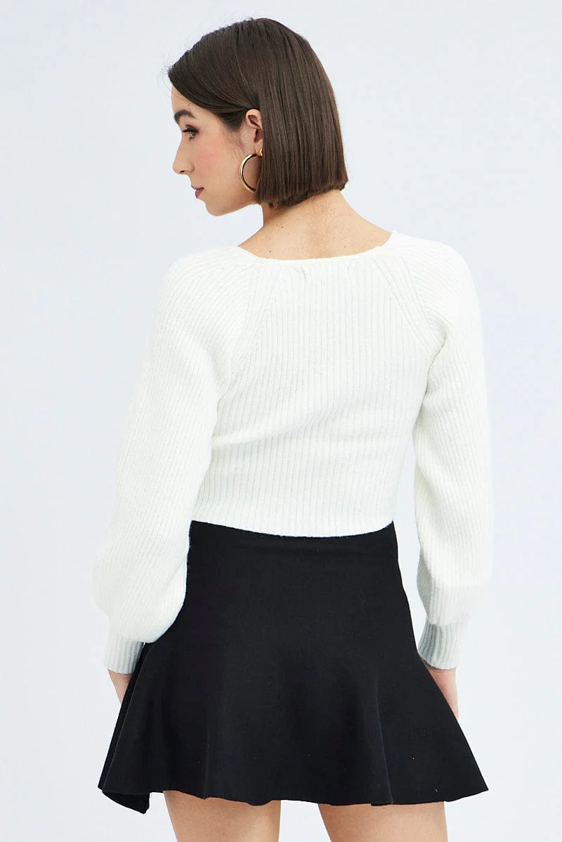 Black Flare Mini Skirt Knit