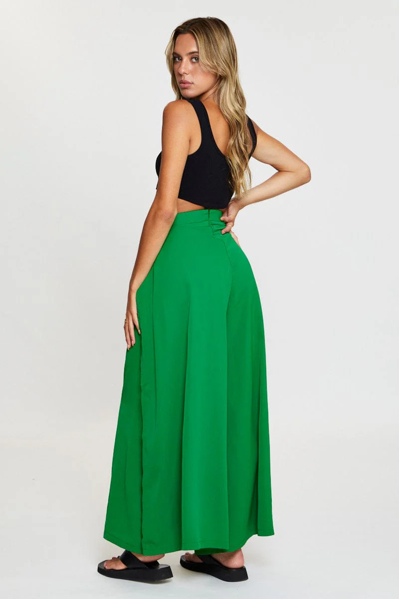 Green Wide Leg Pants