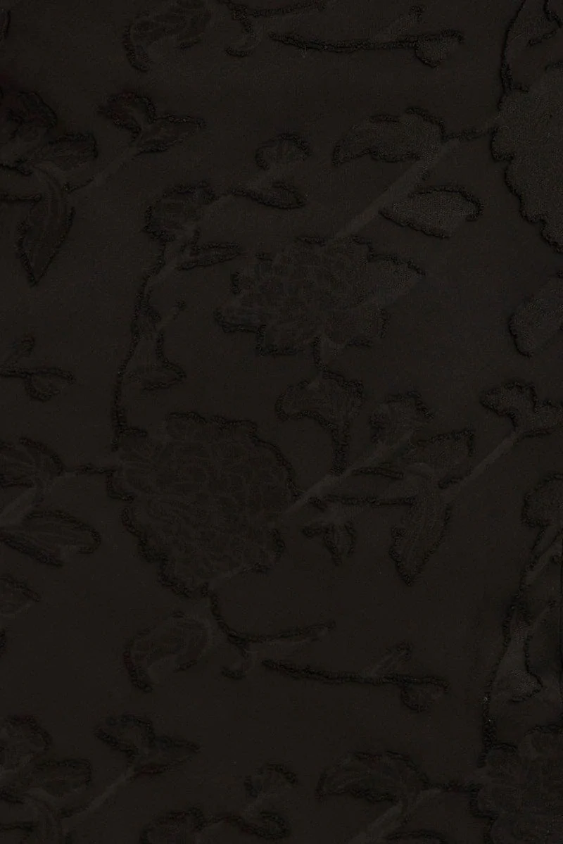 Black Midi Dress Cowl Neck Burnout