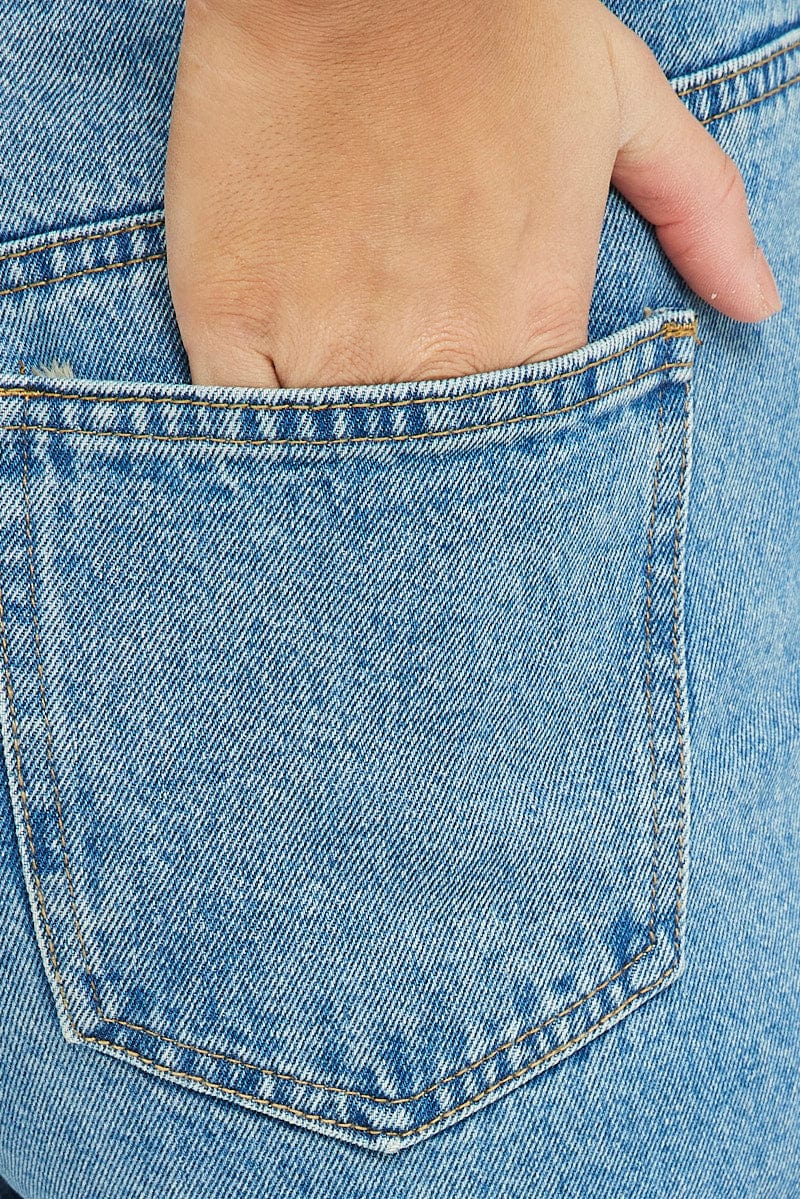 Blue High Rise Mom Jeans