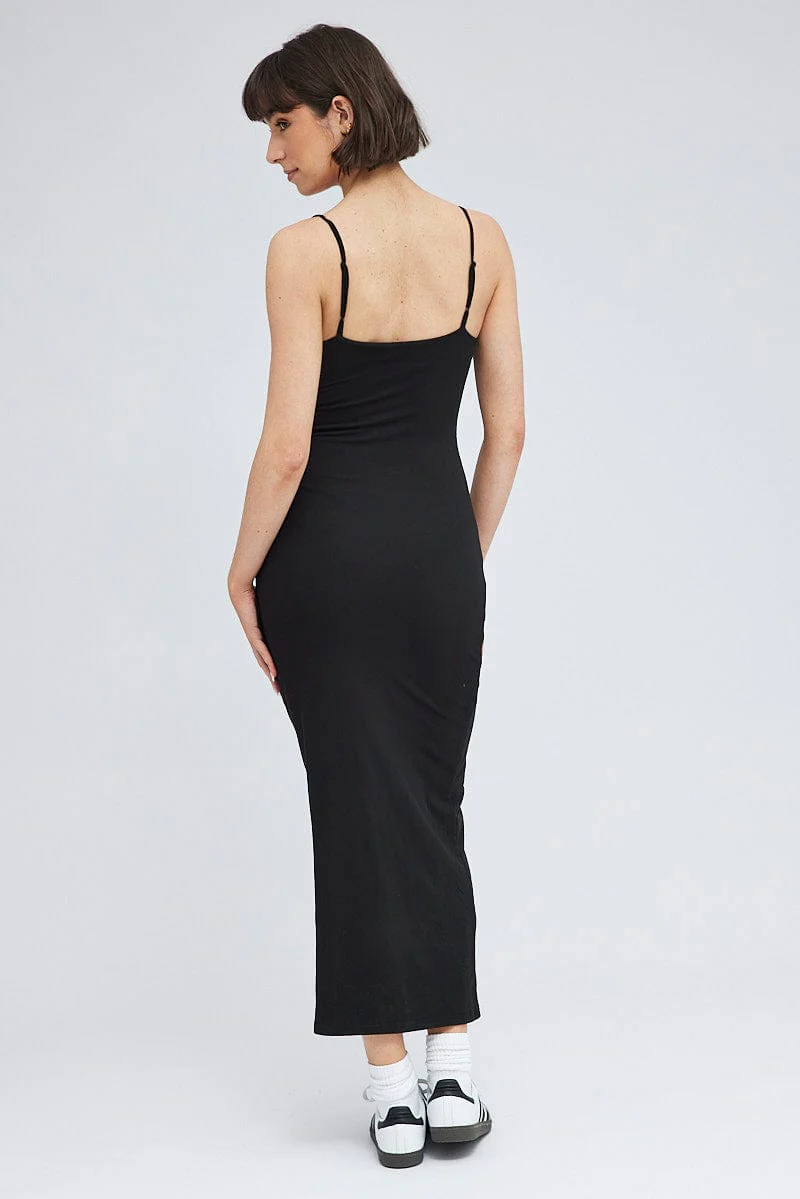 Black Supersoft Slim Fit Maxi Dress