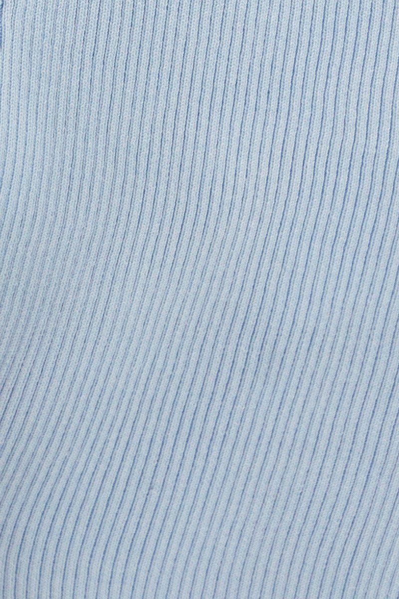 Blue Short Sleeve Rib Cardigan