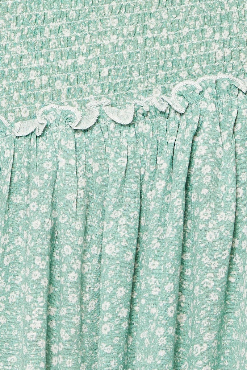 Print Frill Hem Skater Skirt