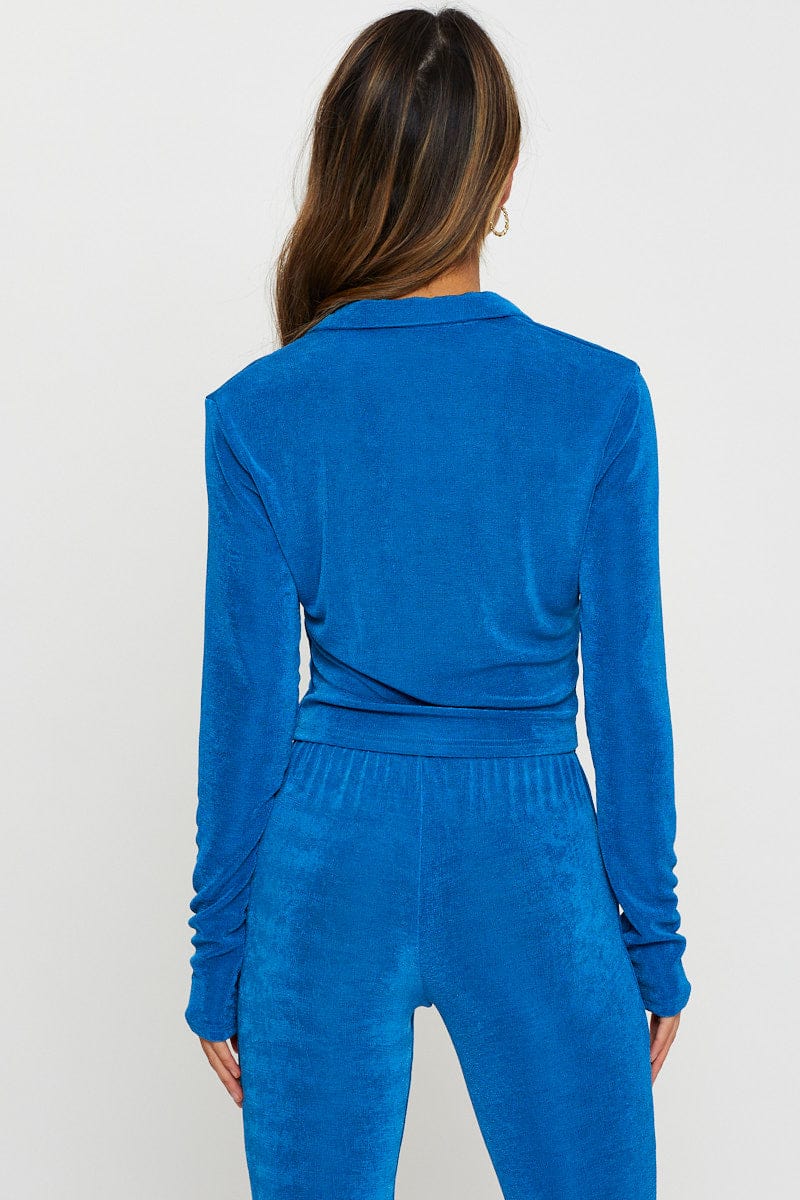 Blue Jersey Top Long Sleeve