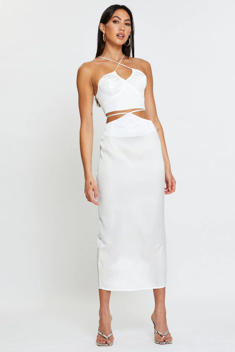 White Cami Top Halter Satin