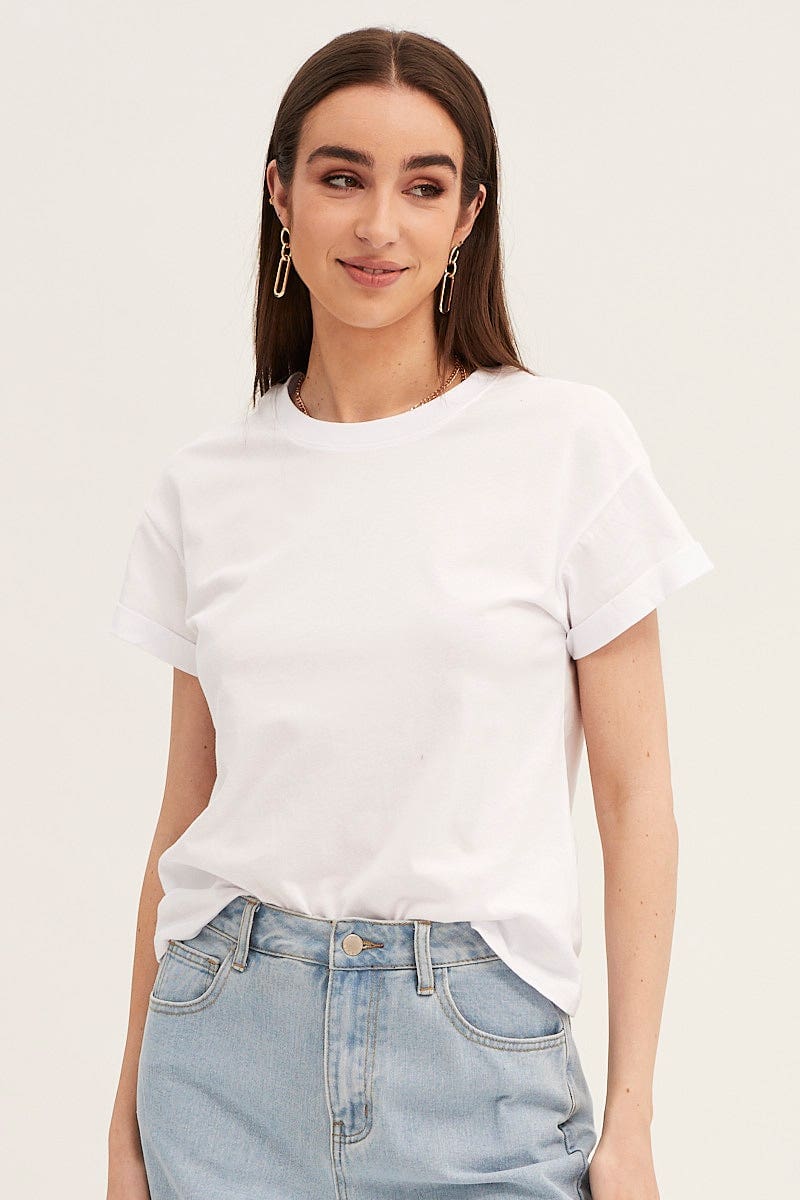 Grey Roll Sleeve Crew Neck Tee