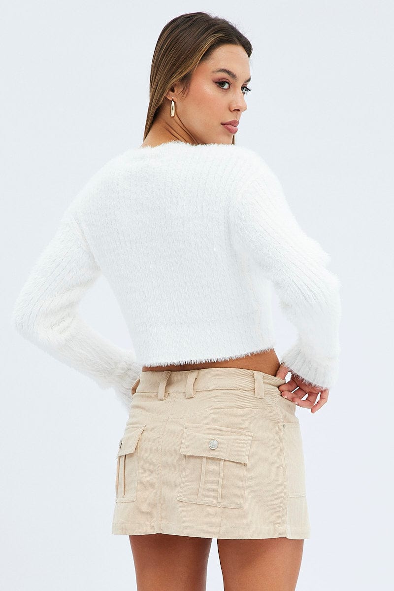 Camel Cargo Skirt Mini Mid Rise  Corduroy