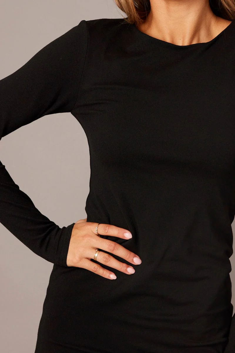 Black Dress Long Sleeve Crew Neck Supersoft