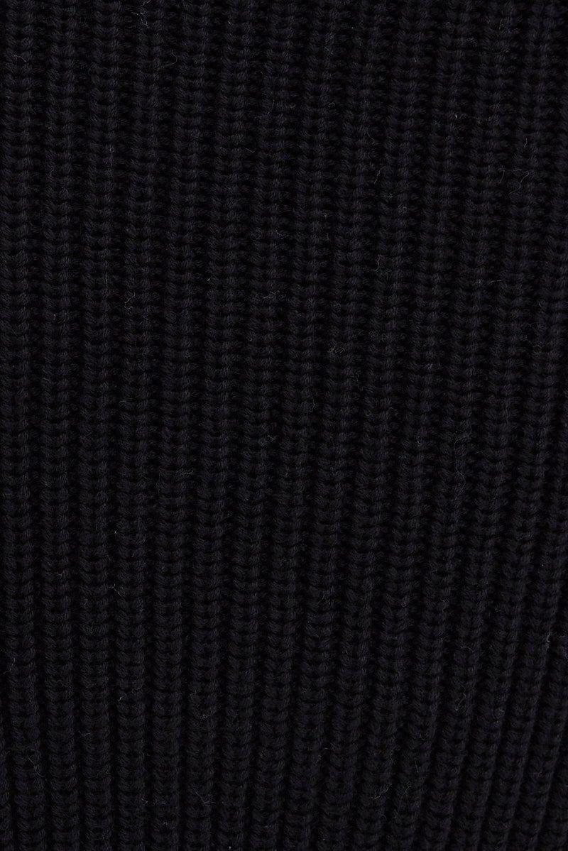 Black Knit Jumper Long Sleeve Cotton
