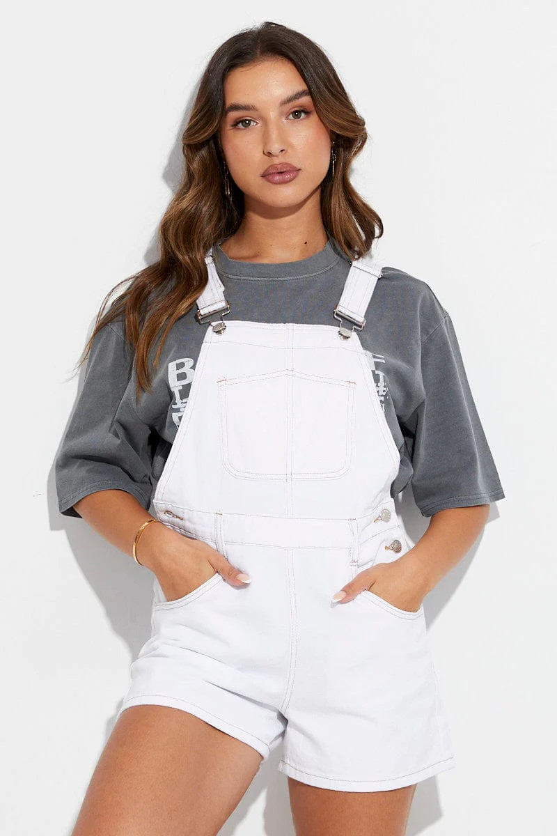 White Denim Overall