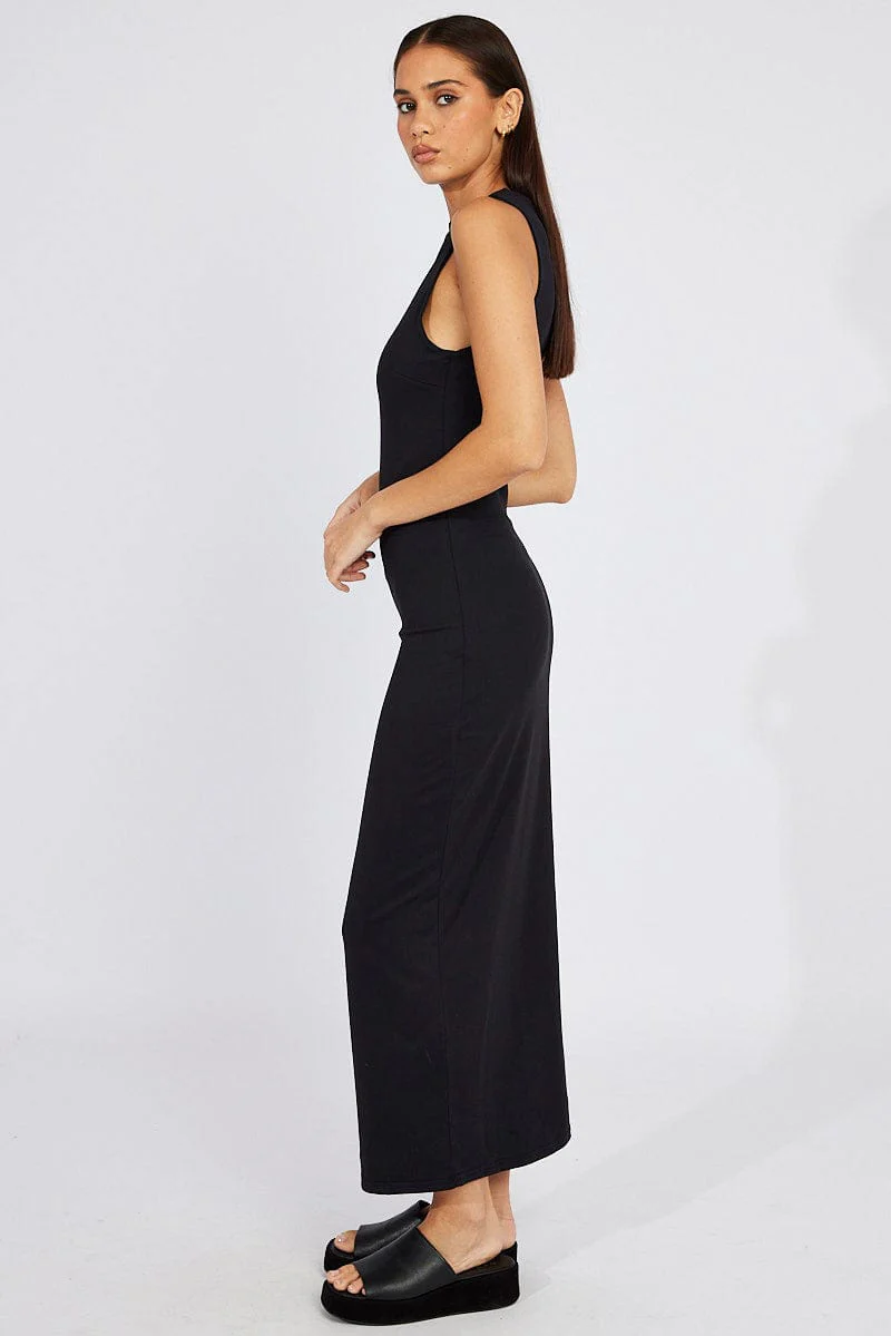 Black Supersoft Bodycon Dress Maxi