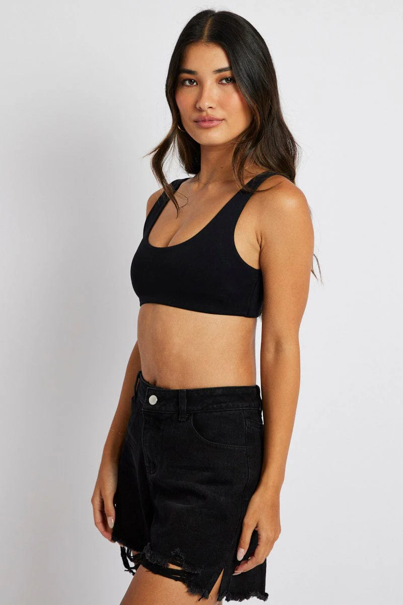 Black Bralette Scoop Neck Seamless