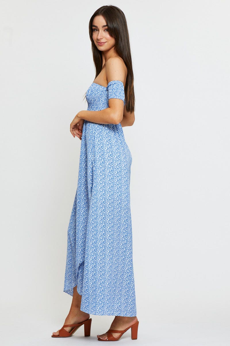 Print Maxi Dress Off Shoulder