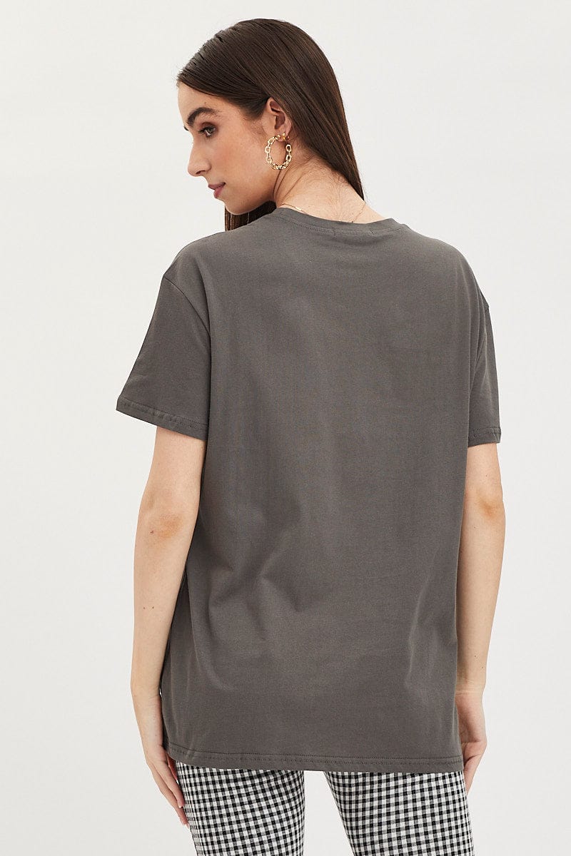 Grey Graphic T Shirt Short Sleeve