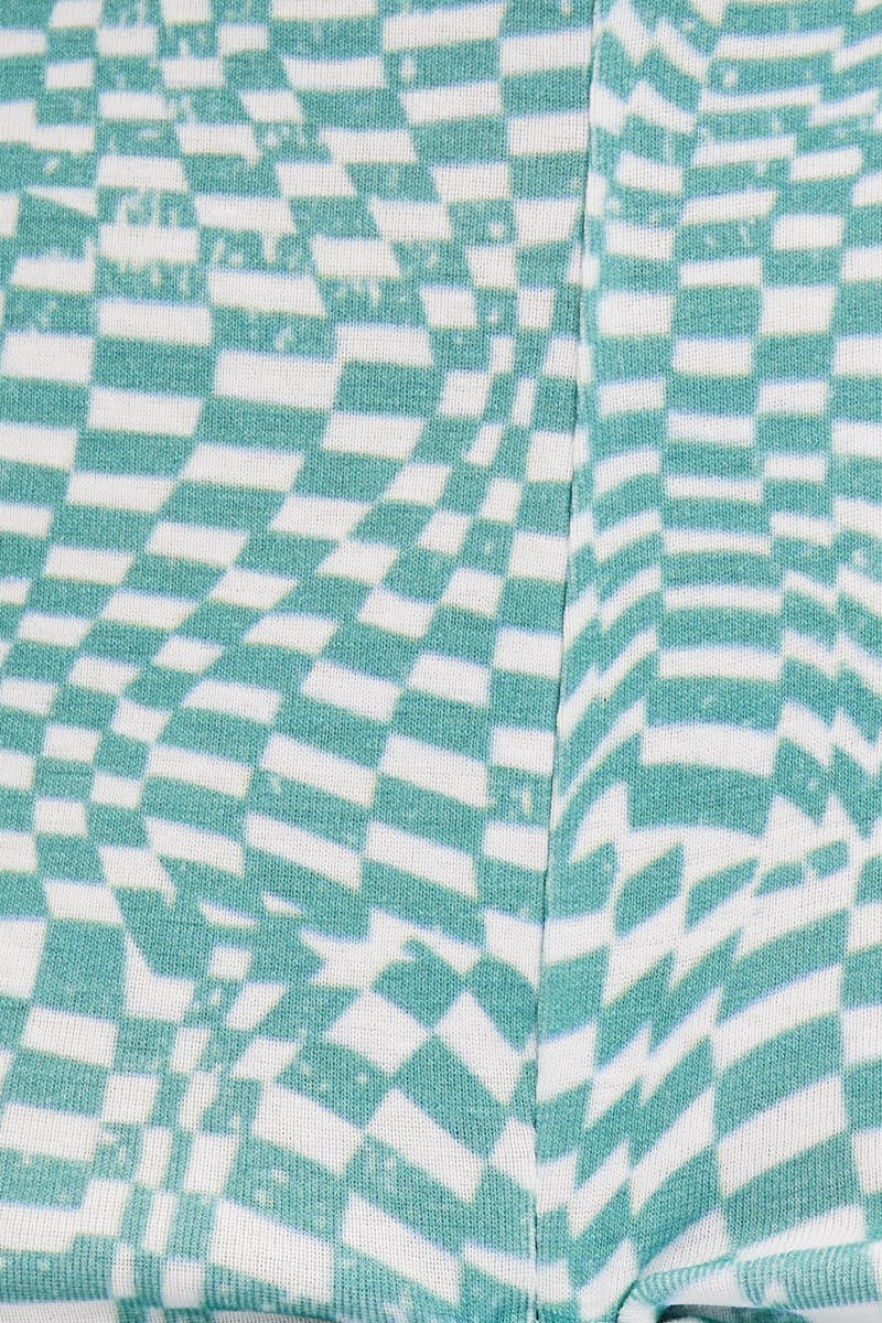 Multi Abstract Baby Tee Cropped Drawstring Crew Neck