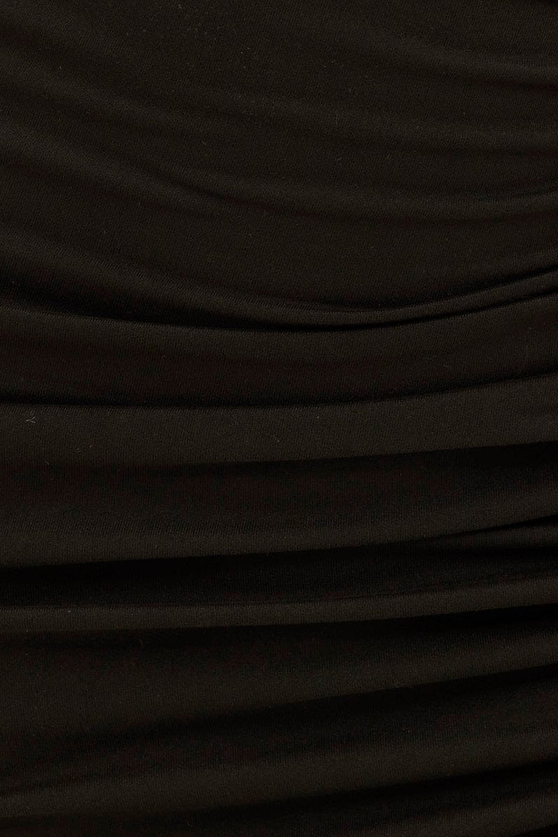 Black Ruched Midi Skirt