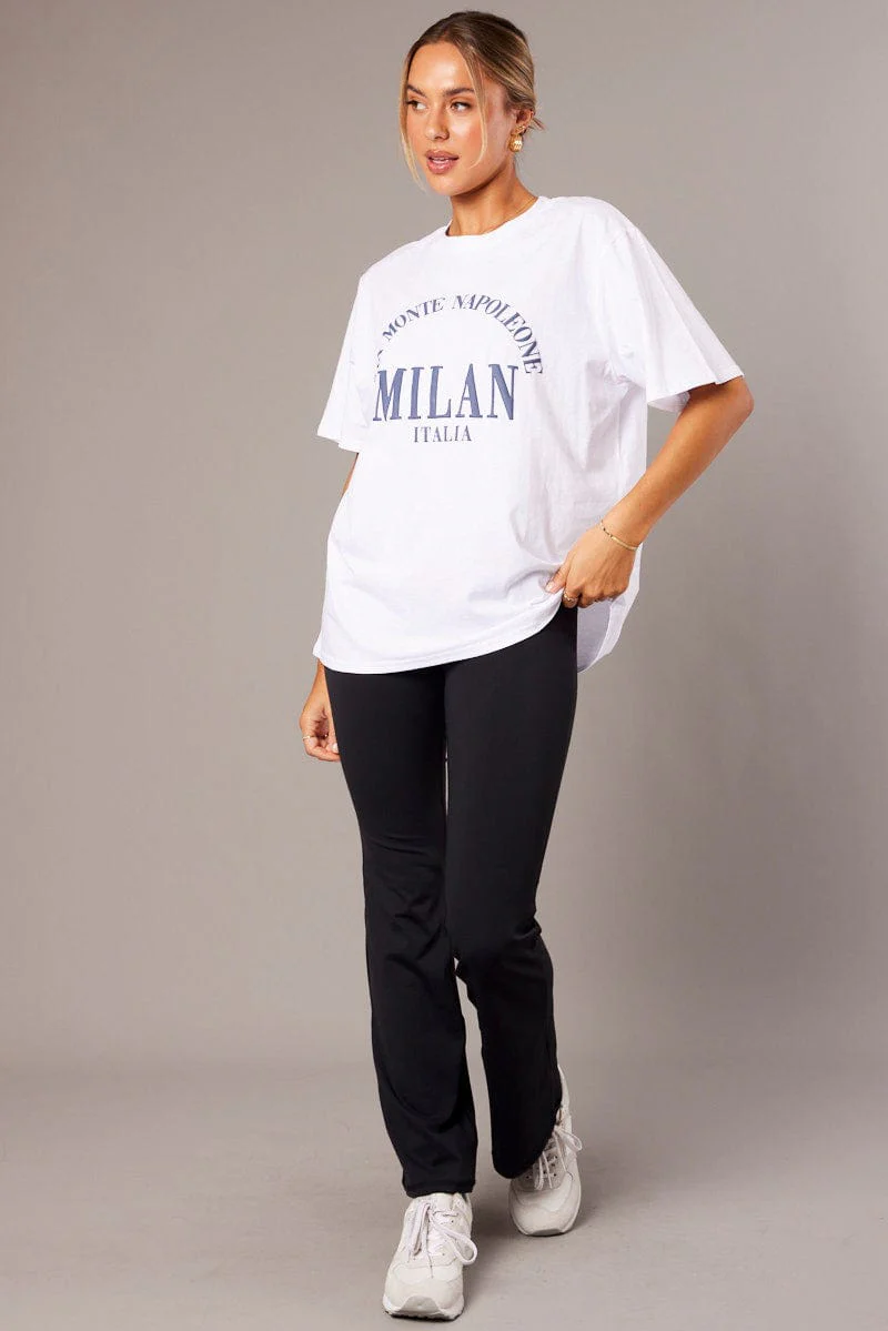 White Graphic Tee Short Sleeve