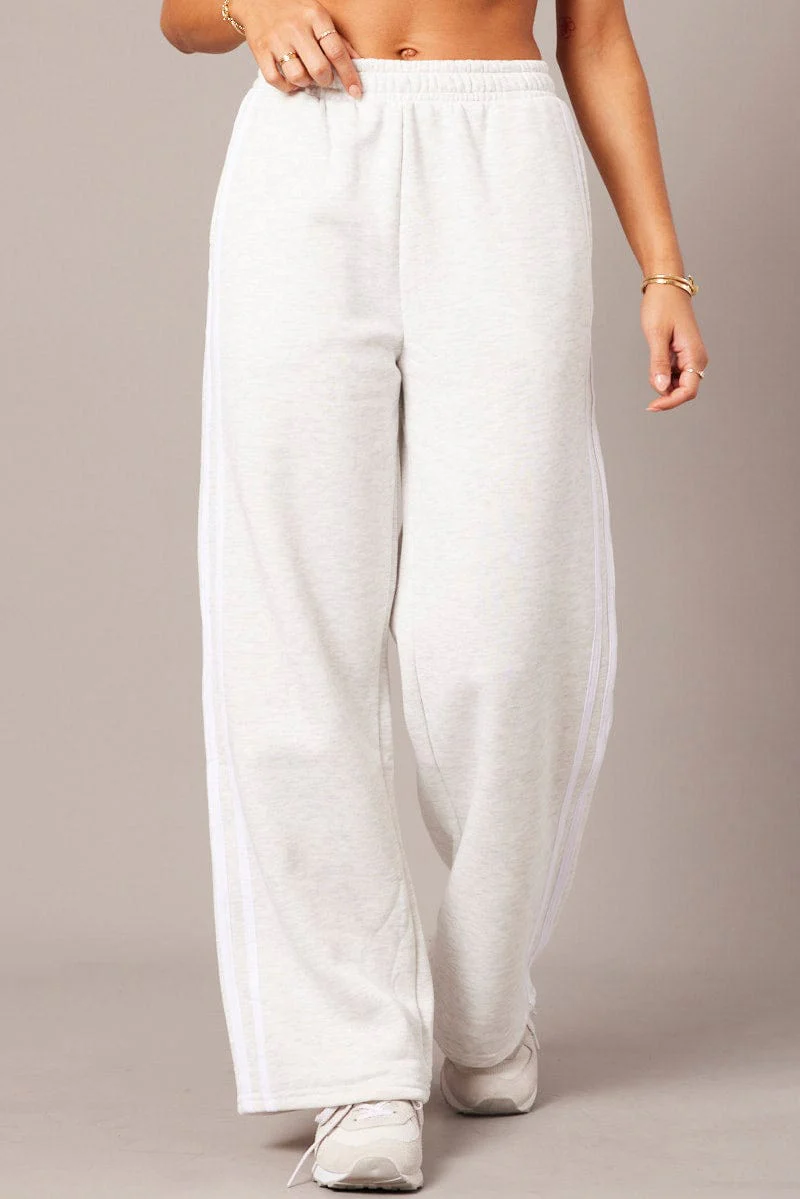 Grey Track Pants Wide Leg