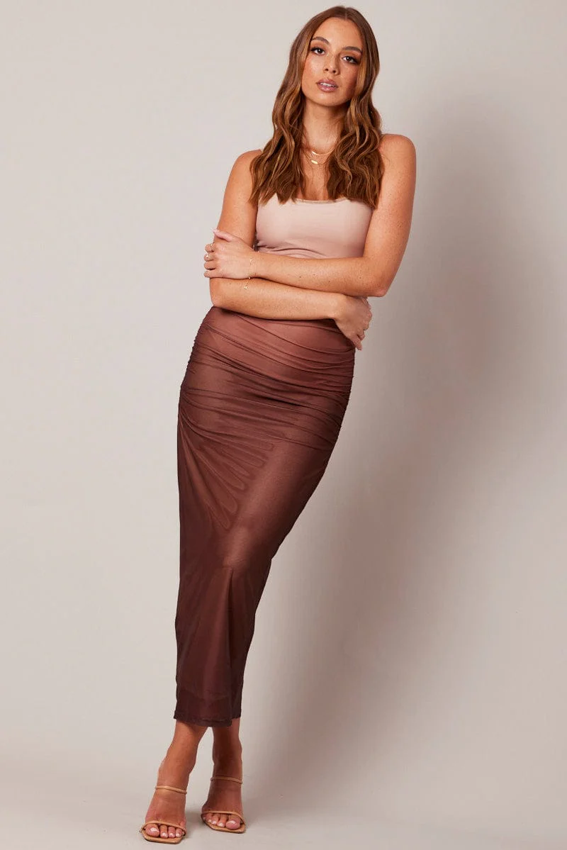 Brown Bodycon Dress Ombre Singlet Maxi