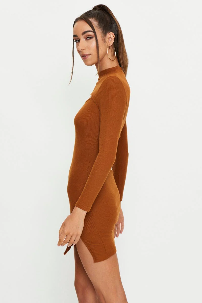 Brown Shrug Bodycon Dress
